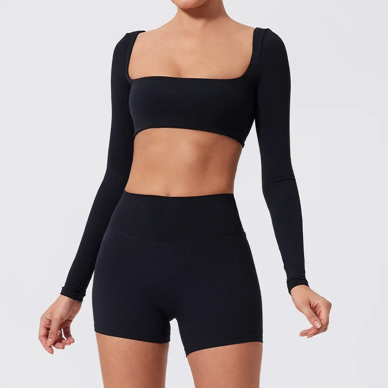Women’s Quick-Dry Square Neck Sports Crop Top