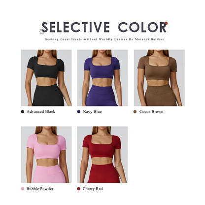 Women’s Seamless Sports Top – Short Sleeve Workout Shirt