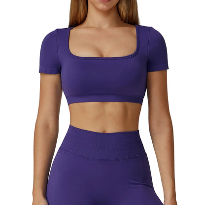 Women’s Seamless Sports Top – Short Sleeve Workout Shirt