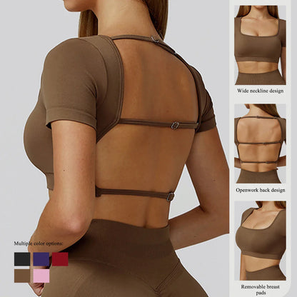 Women’s Seamless Sports Top – Short Sleeve Workout Shirt